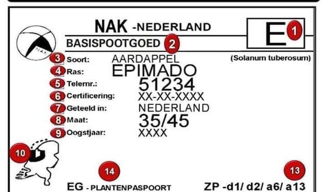 بطاقة اعتماد تقاوي البطاطس الهولندية.. إليك تفاصيل المكتوب عليها بطاقة اعتماد تقاوي البطاطس