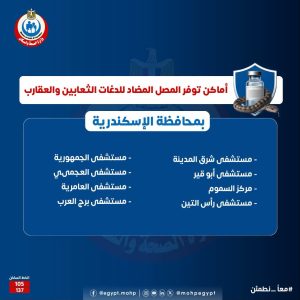 اماكن مصل لدغات الثعابين في مصر وأرقام التواصل مع مراكز السموم اماكن مصل لدغات الثعابين في مصر وأرقام التواصل مع مراكز السموم
